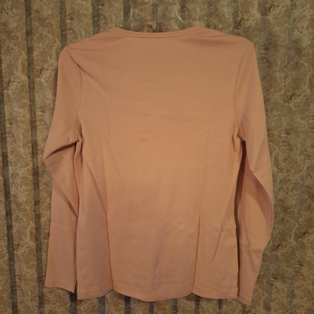 Pale pink l/s v neck tee Land's End size Medium - Picture 3 of 5